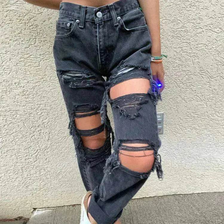 Women's jeans ripped holes are thinner women's jeans - www.Shopthatapp.com