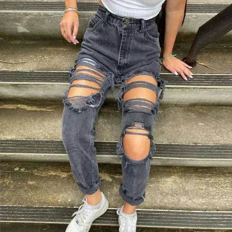 Women's jeans ripped holes are thinner women's jeans - www.Shopthatapp.com