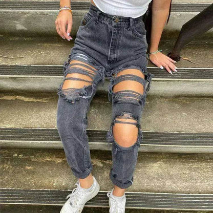 Women's jeans ripped holes are thinner women's jeans - www.Shopthatapp.com