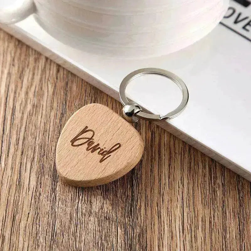 Wooden Engraved Lettering Name Pendant Keychain - www.Shopthatapp.com