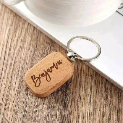 Wooden Engraved Lettering Name Pendant Keychain - www.Shopthatapp.com