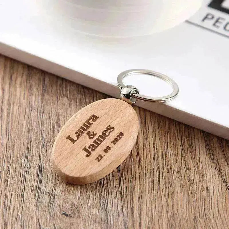Wooden Engraved Lettering Name Pendant Keychain - www.Shopthatapp.com