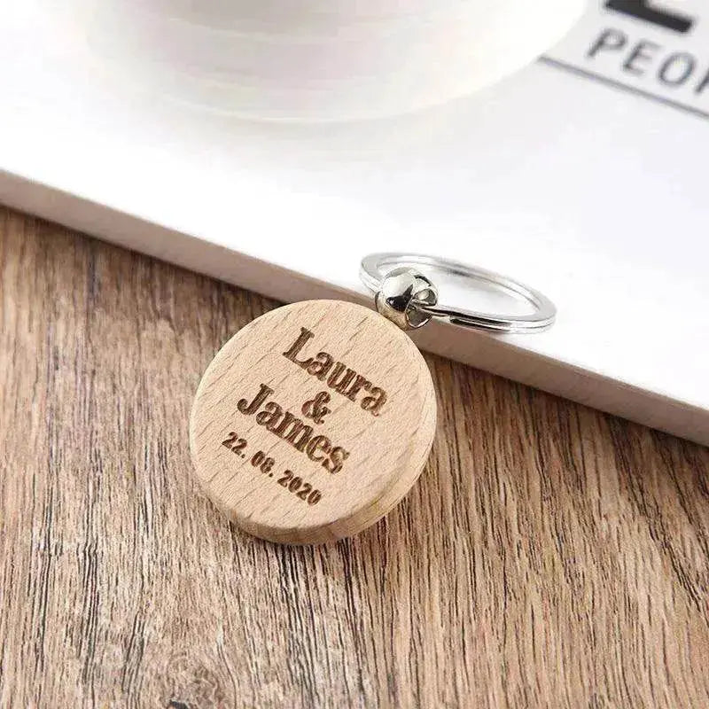 Wooden Engraved Lettering Name Pendant Keychain - www.Shopthatapp.com