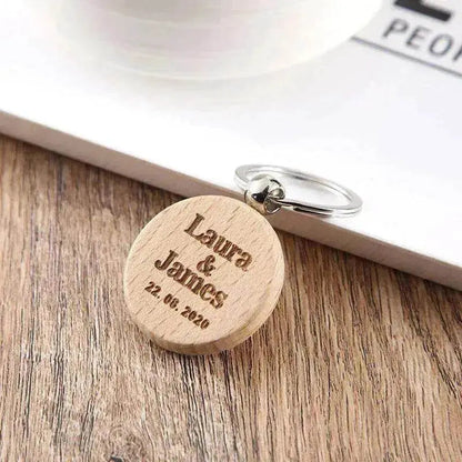 Wooden Engraved Lettering Name Pendant Keychain - www.Shopthatapp.com