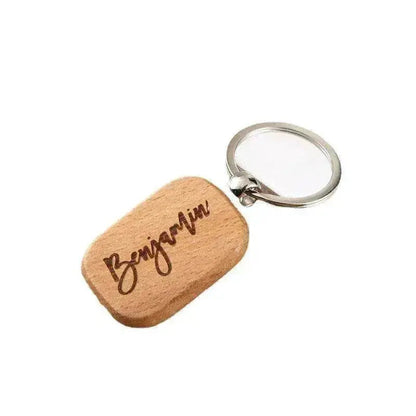 Wooden Engraved Lettering Name Pendant Keychain - www.Shopthatapp.com
