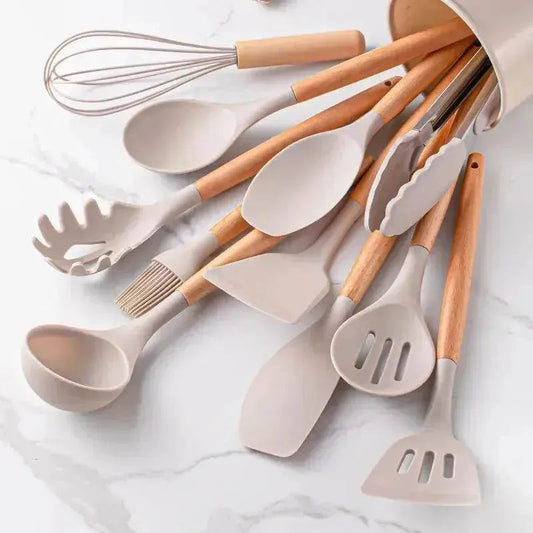 Wooden-Handled Food Grade Silicone Shovel - www.Shopthatapp.com