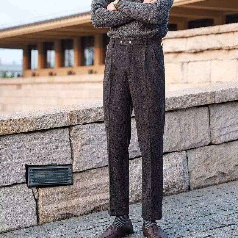 Woolen Draping Straight leg business office Work trouser for men - www.Shopthatapp.com #