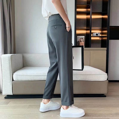 Work Office Business Formal Men's Trouser Draping Cropped Small Suit Pants Men - www.Shopthatapp.com #