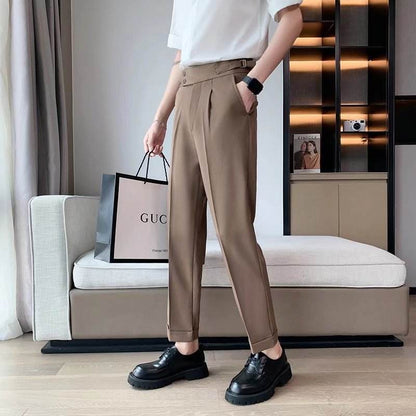 Work Office Business Formal Men's Trouser Draping Cropped Small Suit Pants Men - www.Shopthatapp.com #