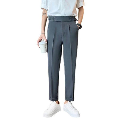 Work Office Business Formal Men's Trouser Draping Cropped Small Suit Pants Men - www.Shopthatapp.com #