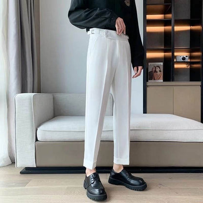 Work Office Business Formal Men's Trouser Draping Cropped Small Suit Pants Men - www.Shopthatapp.com #
