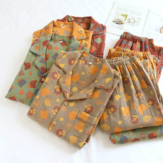 Woven Jacquard Lapel Pajamas Suit Loose - www.Shopthatapp.com