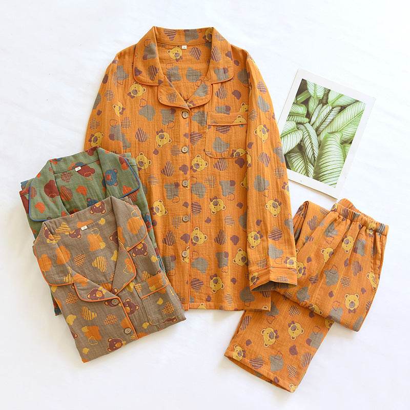 Woven Jacquard Lapel Pajamas Suit Loose - www.Shopthatapp.com