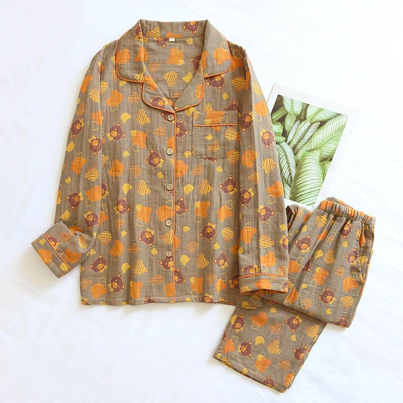 Woven Jacquard Lapel Pajamas Suit Loose - www.Shopthatapp.com