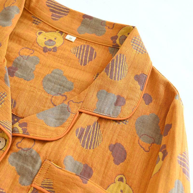 Woven Jacquard Lapel Pajamas Suit Loose - www.Shopthatapp.com #