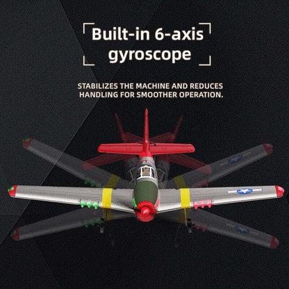 Xiaobaima BM26 P51D Warbird 4CH RC Airplane with Gyro & LED Lights - Red/Blue - www.Shopthatapp.com #