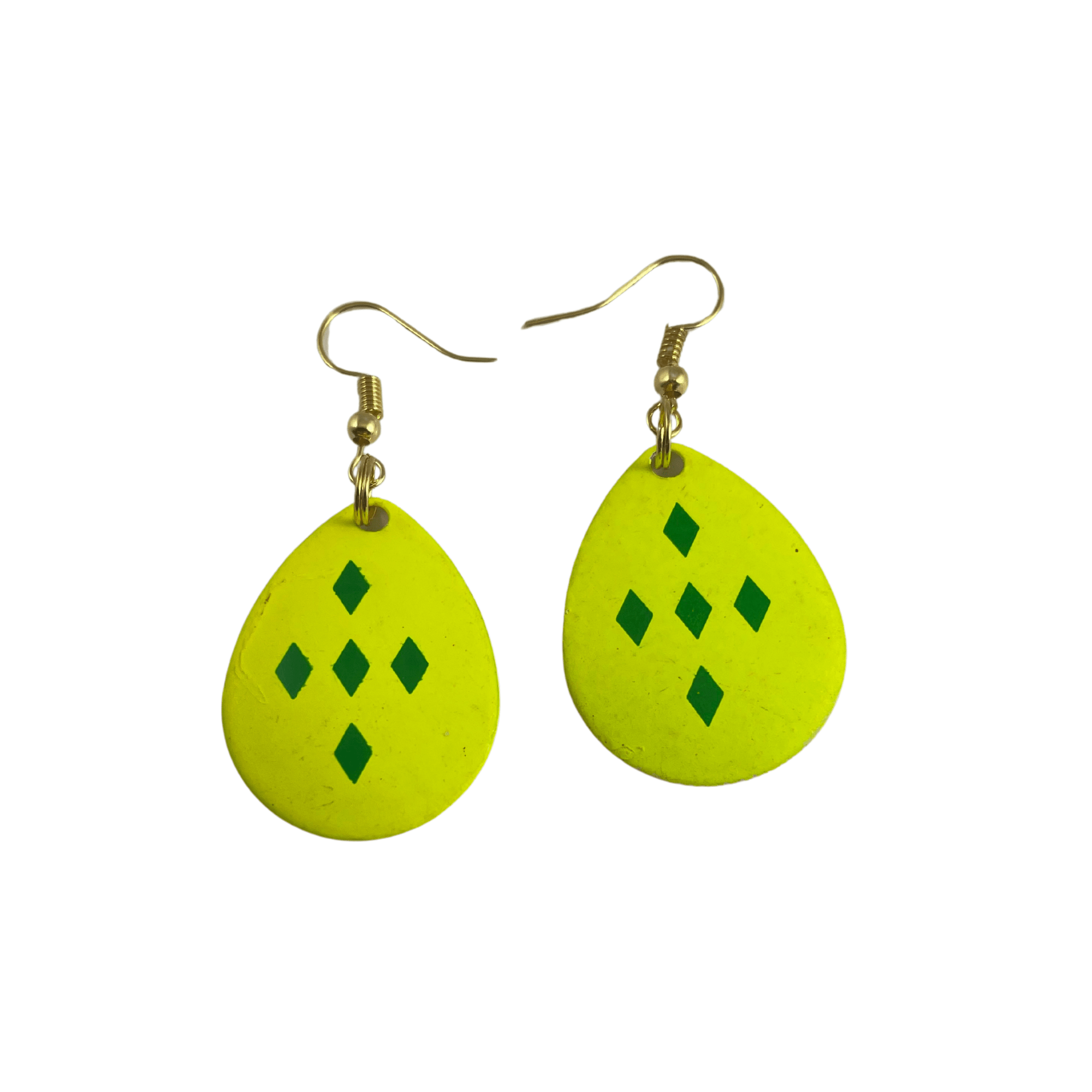 Colorado Yellow 5 Green Diamonds Spinner Blade Earrings - www.Shopthatapp.com