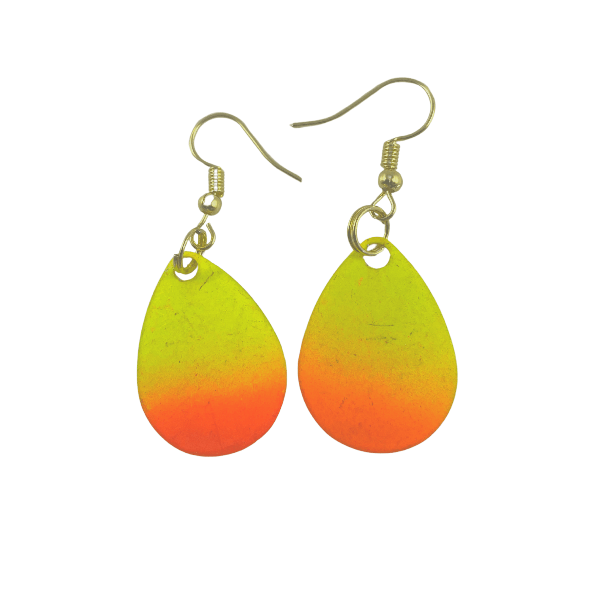 Colorado Yellow Orange Splashed Spinner Blade Earrings - www.Shopthatapp.com