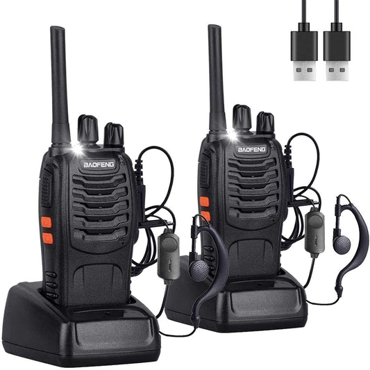 Talkie-walkie Nineaccy rechargeable longue portée, radio bidirectionnelle avec écouteurs, émetteur-récepteur portable avec lumière LED pour adultes (2 pièces)