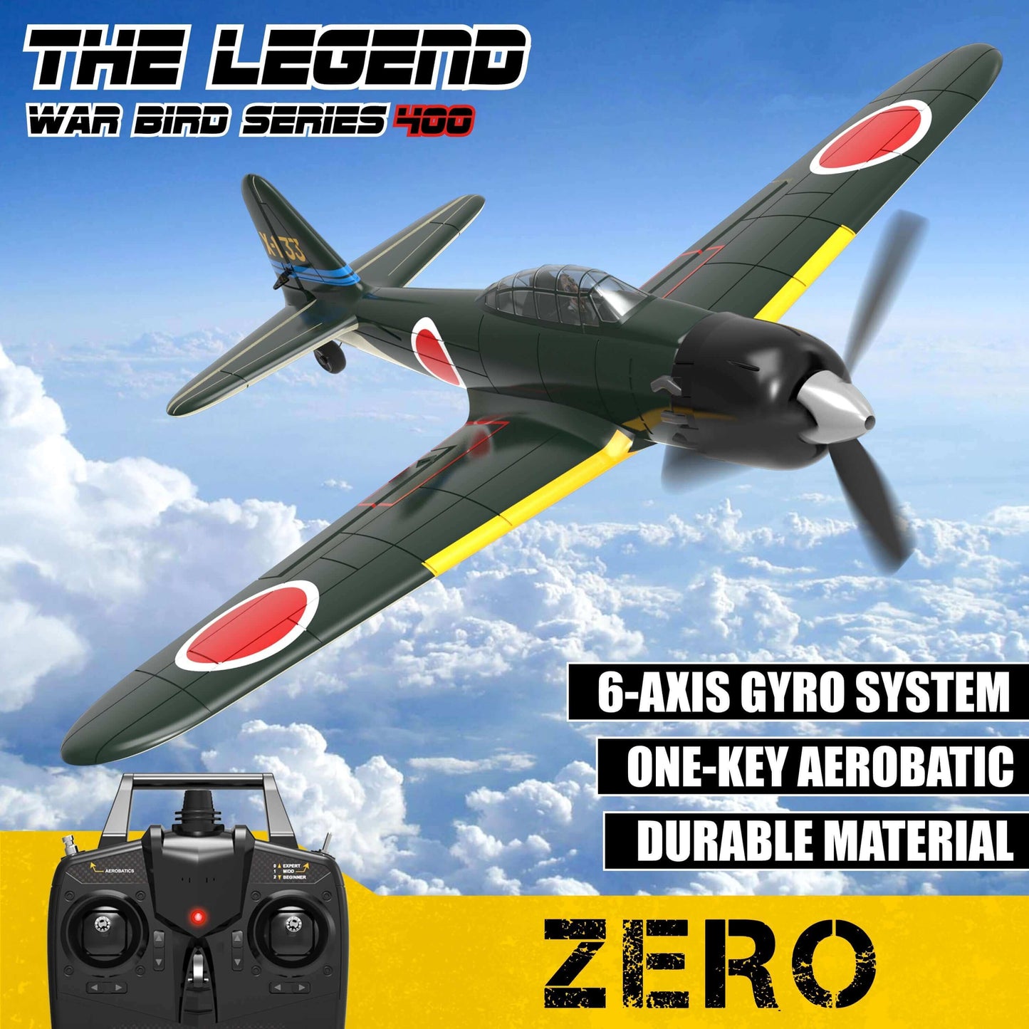 Zero Warbird RC Plane: 2.4G 4CH Aerobatic Fighter with 400mm Wingspan - www.Shopthatapp.com #