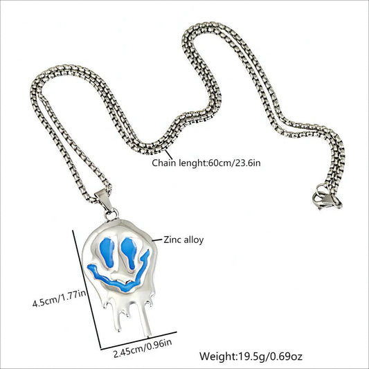 Zinc Alloy Noctilucent Necklace Halloween Ghost Glowing Grimace Pendant - www.Shopthatapp.com