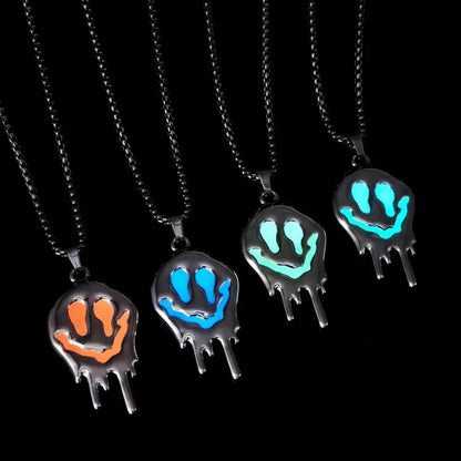 Zinc Alloy Noctilucent Necklace Halloween Ghost Glowing Grimace Pendant - www.Shopthatapp.com
