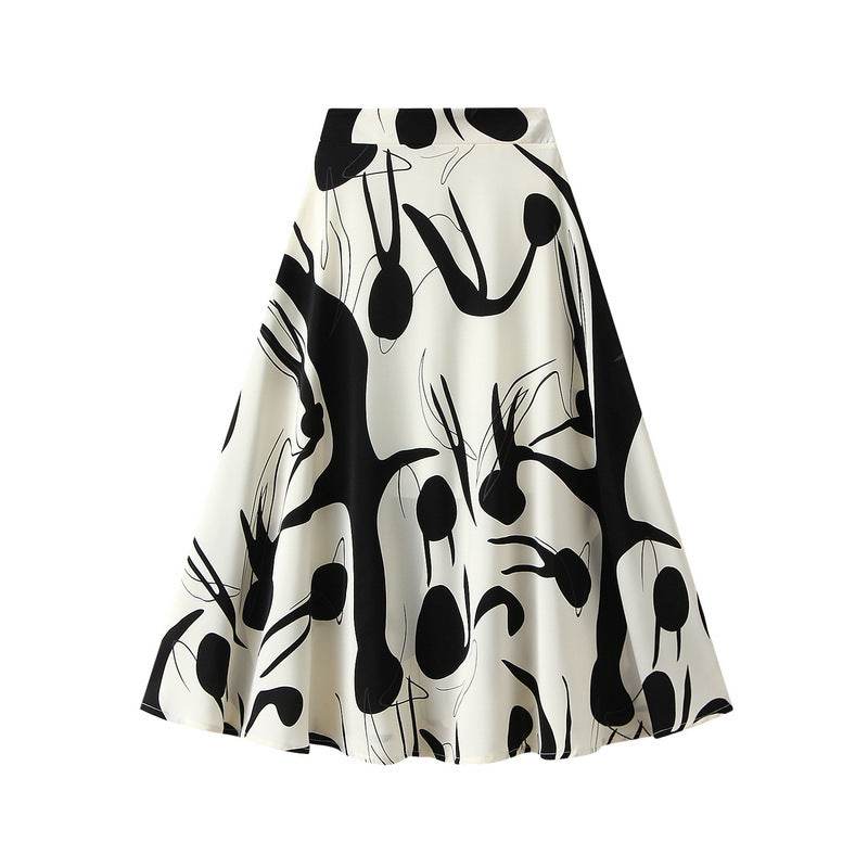 Summer New High Waist High-end Figure Flattering A- Line Flared Vintage Midi Skirt - www.Shopthatapp.com
