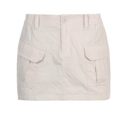 Simple Tooling Style Pocket Army Green Woven Hot Girl A- Line Mini Hip Cargo Skirt Summer - www.Shopthatapp.com