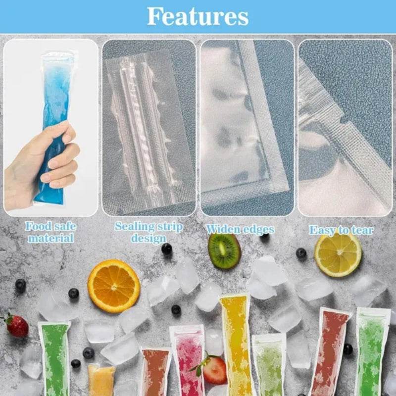320 Pcs Disposable Beverage Packaging Bag Ice Popsicle Mold Bags With 2 Pcs Orange Funnels DIY Ice Lolly Bags BPA Free Freezer Tubes With Zip Seals For Summer Halloween Birthday Party - www.Shopthatapp.com