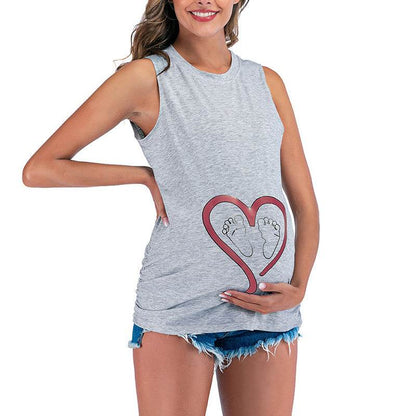 Maternity Tank Tops For Women Ruched Sleeveless Basic Tops Maternity Shirt Vest Pregnancy Tee - www.Shopthatapp.com