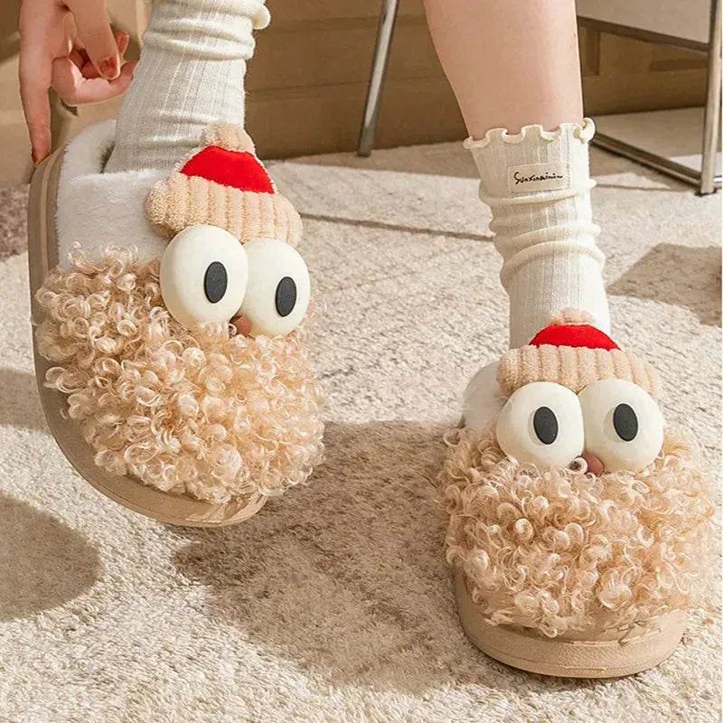 Cartoon Bearded Santa Claus Slippers Home Warm Non-slip Plush   Cotton Shoes Christmas Couple Floor Bedroom Slipper Women Men - www.Shopthatapp.com