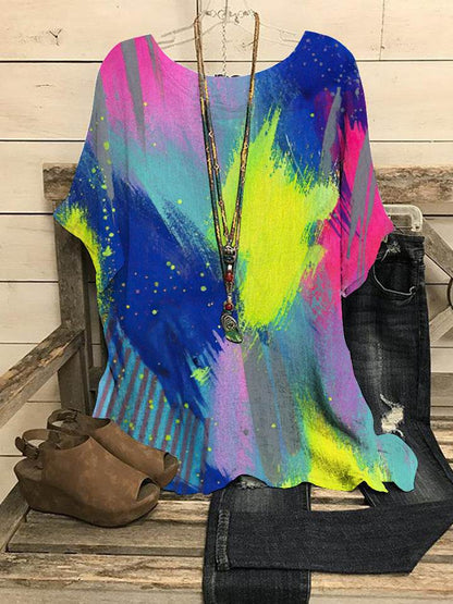 Summer Loose blouse Round Neck Short Sleeve Cotton And Linen Top For Women - www.Shopthatapp.com