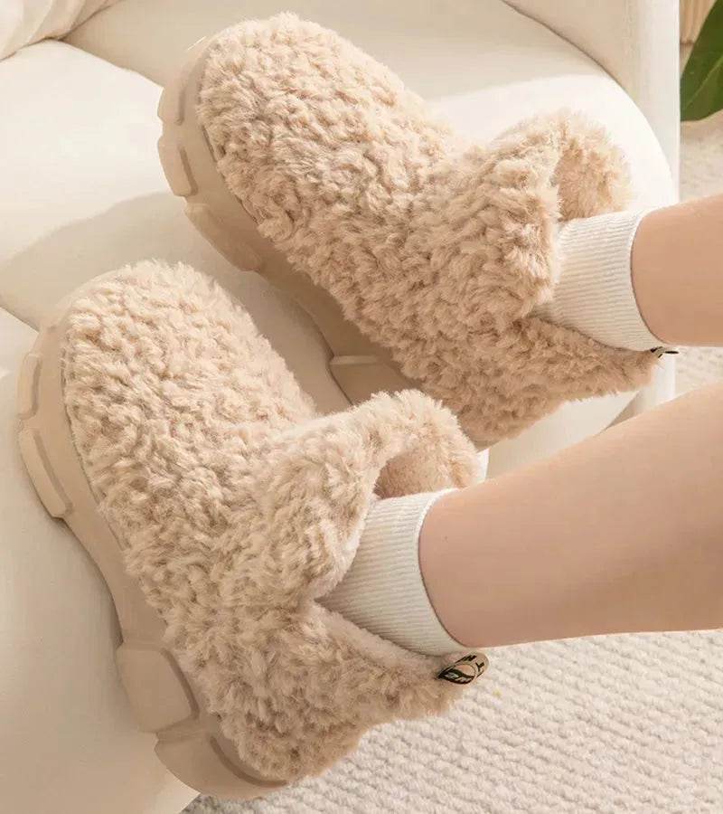 Winter Cashmere Snown Boots With 6cm Platform Warm Plus Velvet High-top Fleece Cotton Shoes Women Outdoor Indoor House Plush Shoes - www.Shopthatapp.com