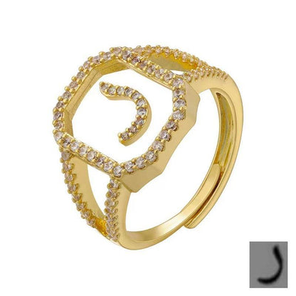 Fashion Micro Inlaid Zircon Arab Letters Ring for women - www.Shopthatapp.com