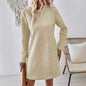 Casual Fashion Plain Round neck Long Sleeve Cashmere Mini Jumper Dress - www.Shopthatapp.com