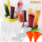 320 Pcs Disposable Beverage Packaging Bag Ice Popsicle Mold Bags With 2 Pcs Orange Funnels DIY Ice Lolly Bags BPA Free Freezer Tubes With Zip Seals For Summer Halloween Birthday Party - www.Shopthatapp.com