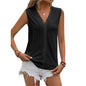 Summer Sleeveless Lace Blouse Tops Women V-neck top - www.Shopthatapp.com