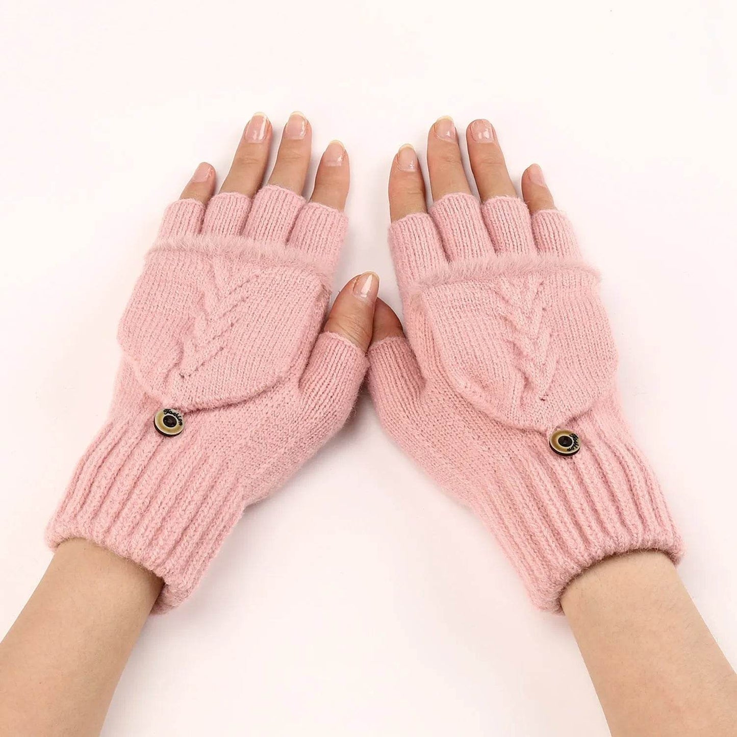 Wool Fingerless Gloves Women's Warm Fashionable Knitted Half Finger Oversleeves - www.Shopthatapp.com