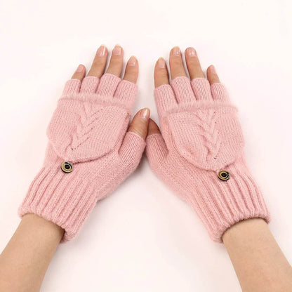 Wool Fingerless Gloves Women's Warm Fashionable Knitted Half Finger Oversleeves - www.Shopthatapp.com