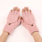 Wool Fingerless Gloves Women's Warm Fashionable Knitted Half Finger Oversleeves - www.Shopthatapp.com