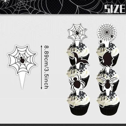 3 Tier Halloween Cupcake Stand Black Spider Web Cardboard Cupcake Stand Spider Bat Cupcake Toppers Halloween Cupcake Holder Tower For Halloween Birthday Party Supplies - www.Shopthatapp.com