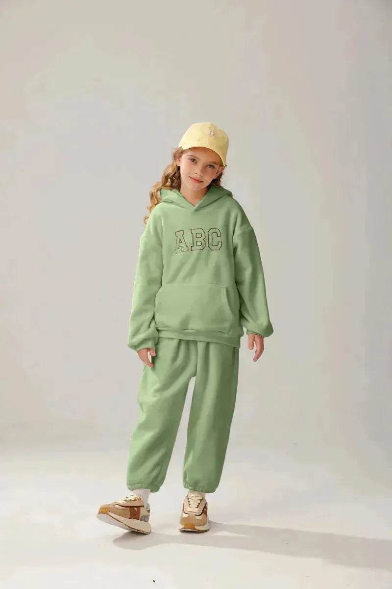 Children  Unisex Sports Brushed Hoody Trousers Suit Unisex Hoodie two piece for kids - www.Shopthatapp.com