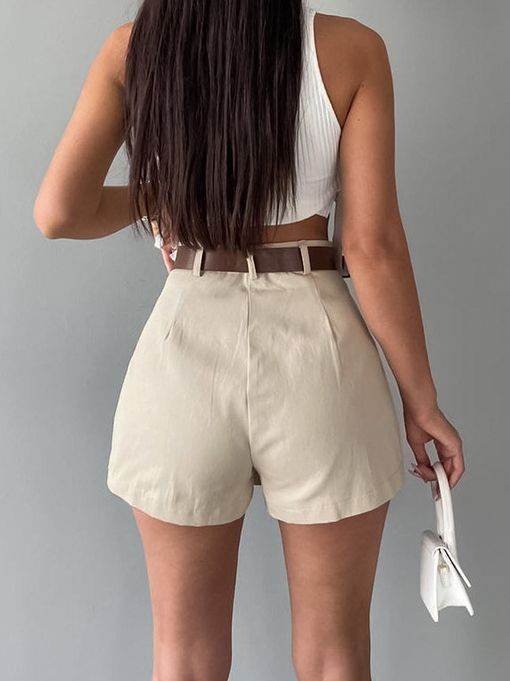 Women's Fashion Solid Color High Waist Mini Skort - www.Shopthatapp.com