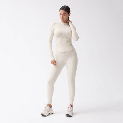 Long sleeve gym top for women Slim fit Half Zip Fitness Workout Top - www.Shopthatapp.com