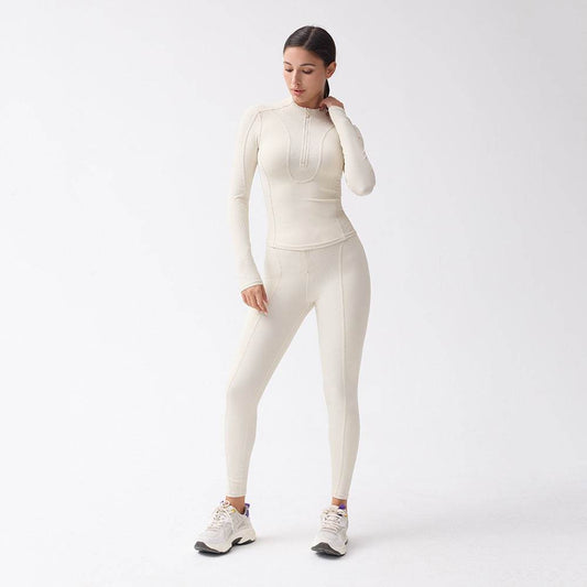 Long sleeve gym top for women Slim fit Half Zip Fitness Workout Top - www.Shopthatapp.com