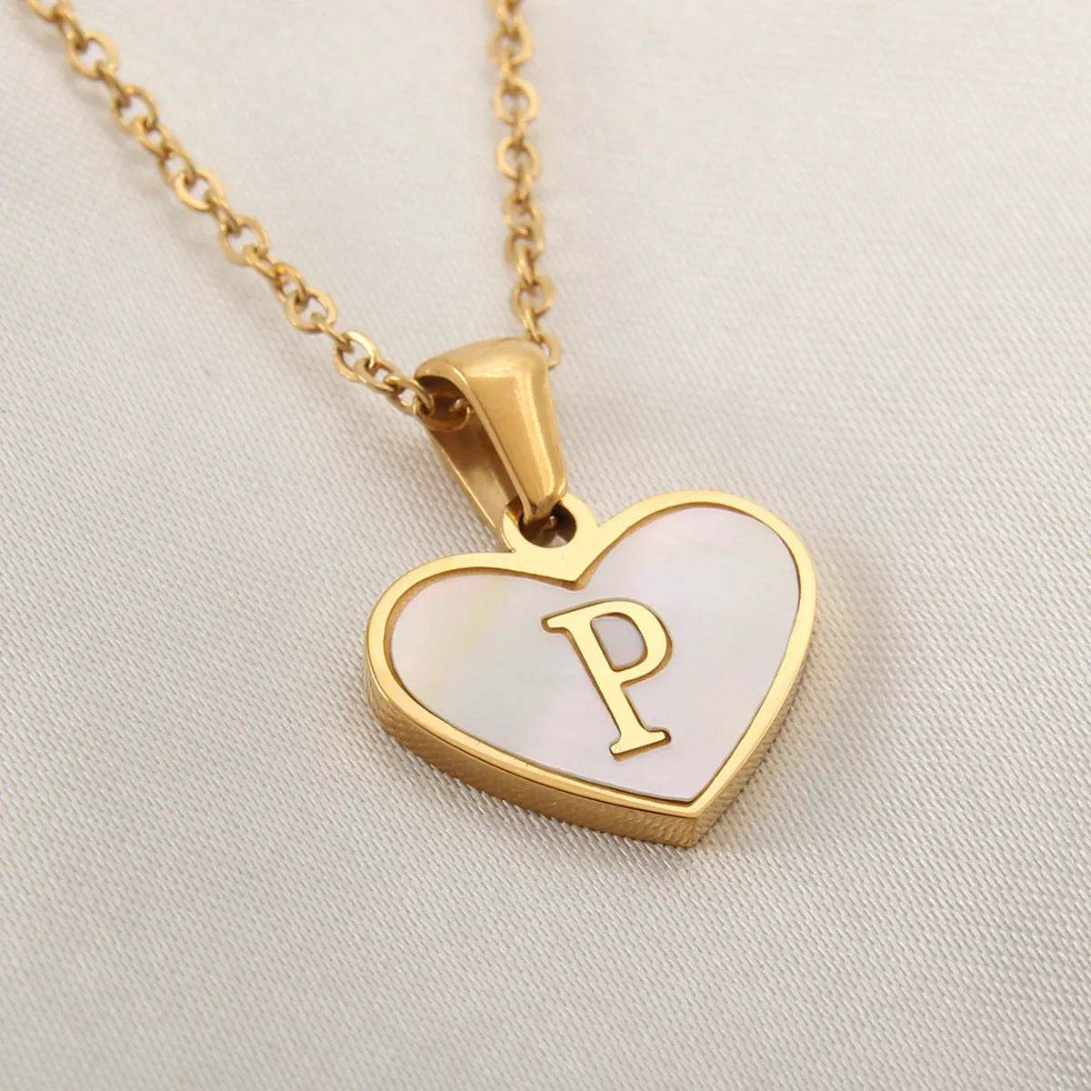 26 Letter Heart-shaped Necklace White Shell Love Clavicle Chain Fashion Personalized Necklace For Women Jewelry Valentine's Day - www.Shopthatapp.com