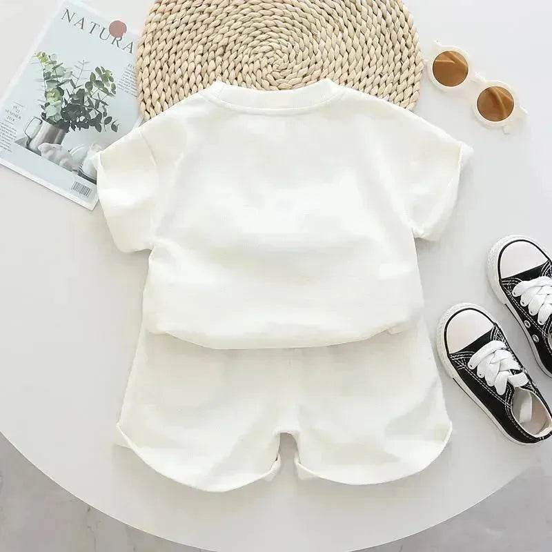 Baby Boy Three-dimensional Printing Fashionable Two piece Short sleeve polo shirt and Short - www.Shopthatapp.com
