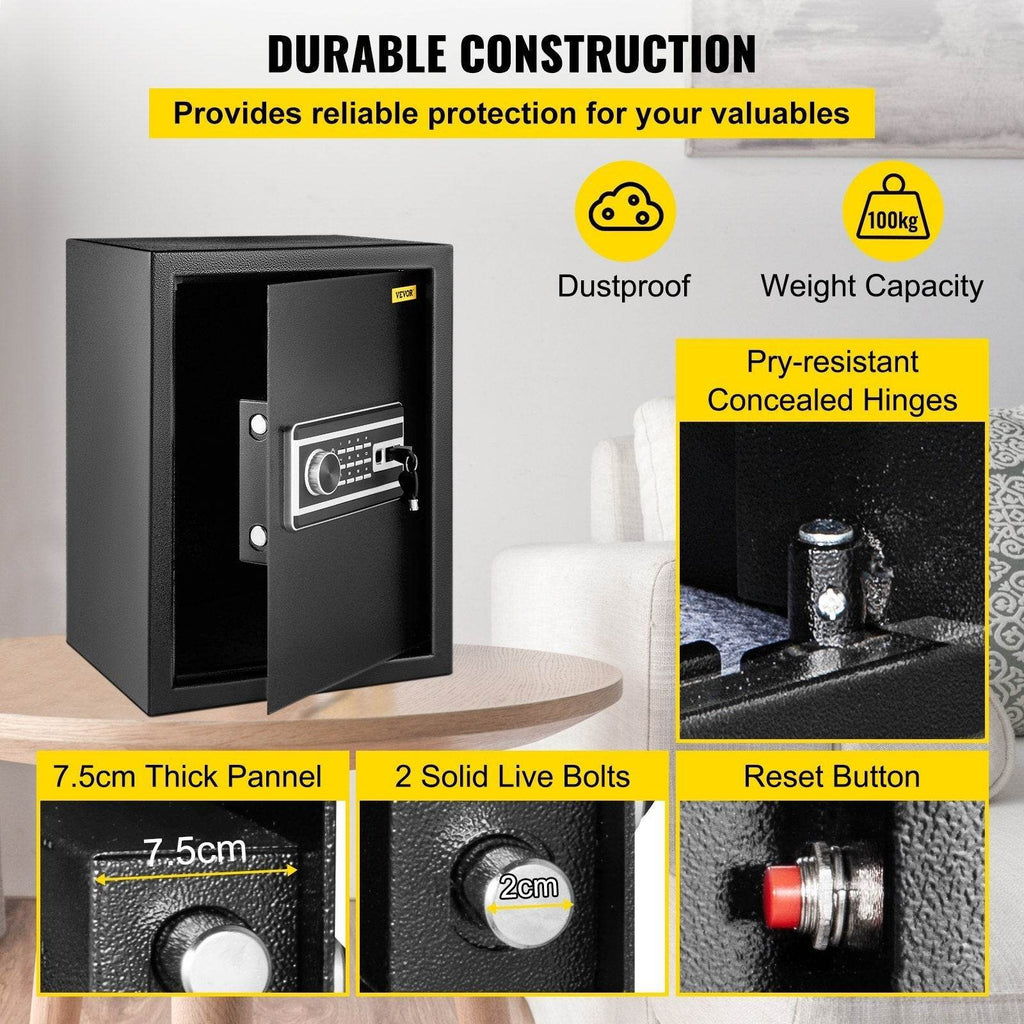 High Security Safe Box, 2.1 CU.FT Fingerprint Safe Box 2 Keys & Digital Keypad, Q235 Steel Safe Box - www.Shopthatapp.com