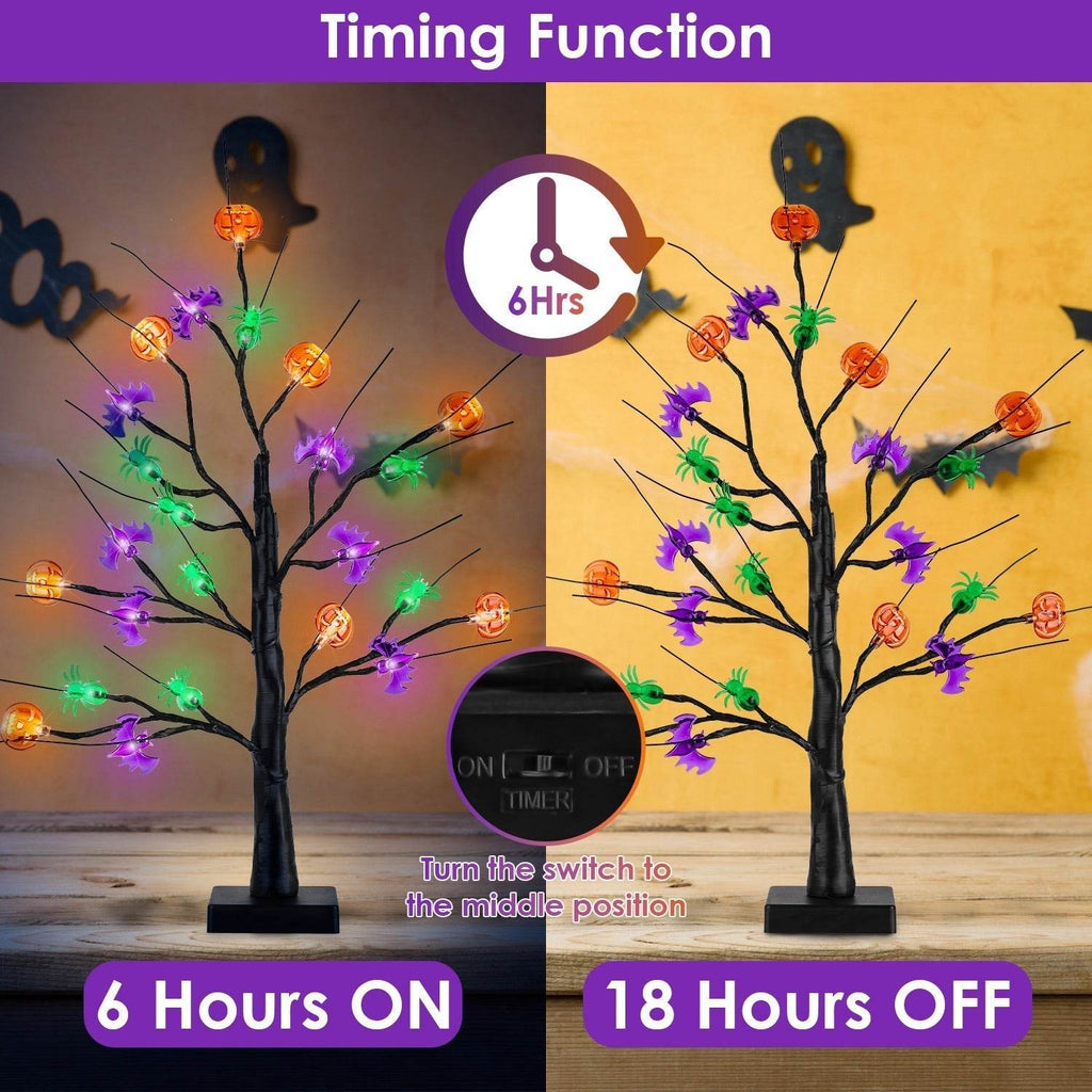 2Pack 1.97FT Lighted Halloween Trees Halloween Indoor Decorations Black Halloween Tree Lights With Timer Adjustable Twigs For Tabletop Party - www.Shopthatapp.com