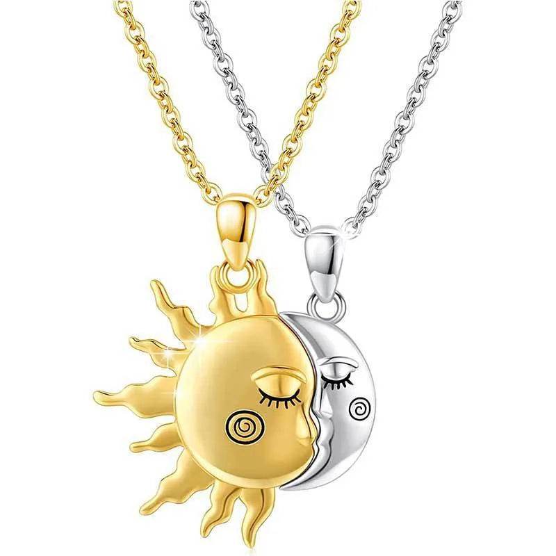 18K Golden Magnetic Sun Star Necklace Fashion Personality Couple Pendant Necklace Valentine's Day Gift - www.Shopthatapp.com